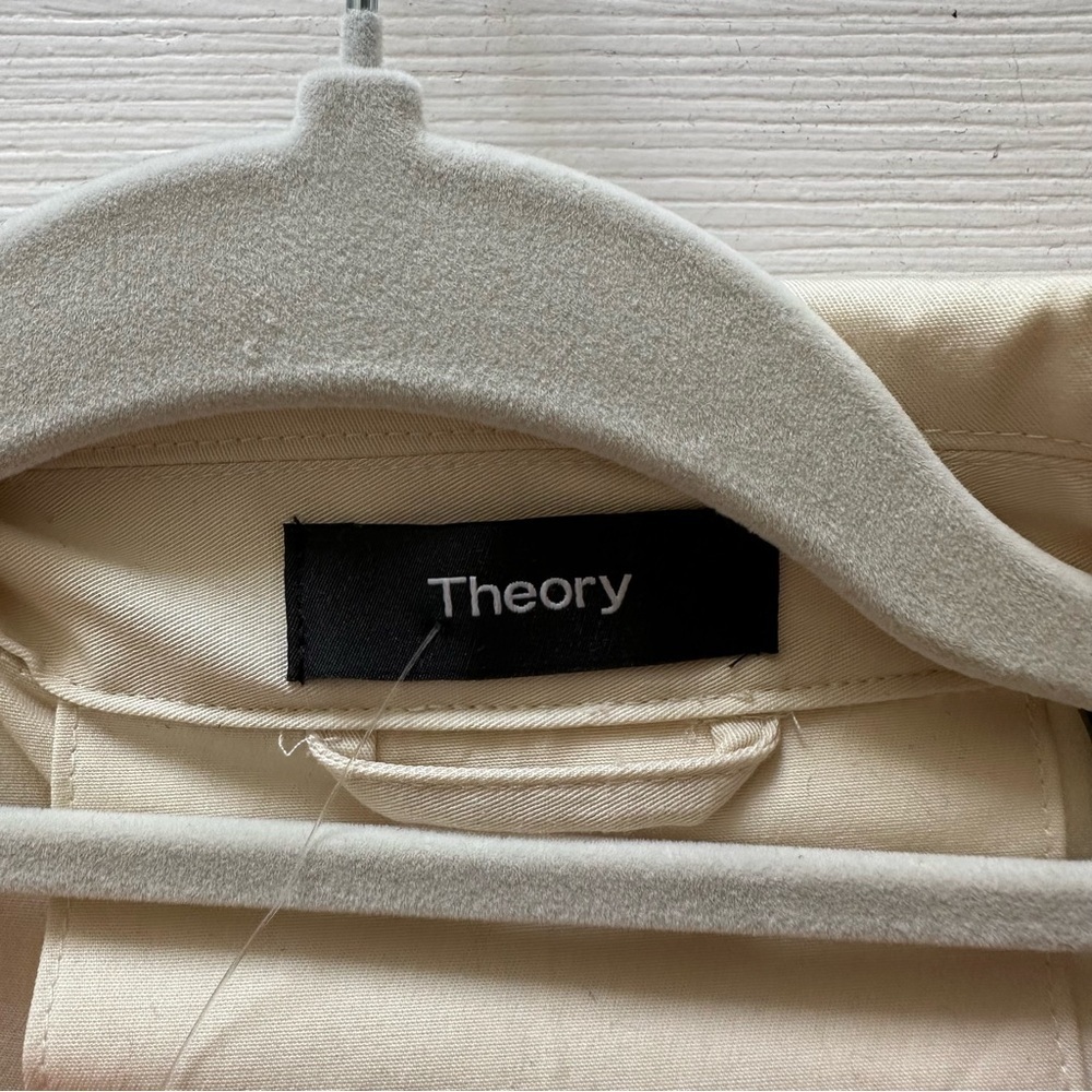 Theory white cream utility collared zip coat jacket pockets - Picture 2 of 9